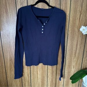 Brandy Melville Navy Blue Thermal Long Sleeve
